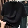 2026 marca auténtico primavera/verano cuello redondo manga corta corte holgado estilo nuevo capa base manga corta tejido camiseta fina suéter para mujer