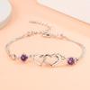 Wei Hua Joyería Coreana para Mujer Señal Feliz Doble Corazón Pulsera Plateada para Mujer Joyería Europea y Americana al por Mayor Joyería de Moda