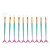 10 pincéis de maquiagem de sereia de quatro cores pincel rabo de peixe kit de pincéis de maquiagem de quatro cores gradiente fabricantes de ferramentas de beleza