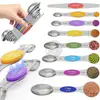 Acero Inoxidable Cuchara Medidora Taza Medidora Cuchara para Condimentos Cuchara para Sal Báscula de Repostería Cuchara Medidora Cuchara Medidora Magnética de Doble Cabeza Juego de 8 Piezas