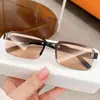Nuevas Gafas de Lectura Perforadas de Media Montura para Hombre con Imitación de Cristal Marrón Espejo de Puesto Callejero para Correr Gafas de Lectura para Protección Ocular de Personas Mayores