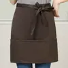 Ropa de Trabajo, Mandil de Media Cintura, Mandil de Media Cintura para Mesero, Mandil de Trabajo para Cafetería y Casa de Té con Bolsillos, Pequeño Catering, Sin Mangas