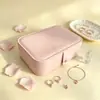 Caja de joyería de cuero PU estilo europeo más vendida en Amazon, caja de almacenamiento de joyería larga, vitrina para anillos de oro, collares y pendientes