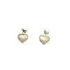 Aretes de Corazón Cepillado de Plata de Ley S925, Diseño Estilo Dongdaemun Ins de Corea del Sur, Tamaño Versátil y Elegante para Mujer