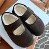 En StockVelcro Suela Gruesa Birkenstock Zapatos de Piel para Mujer Ropa de Abrigo Otoño/Invierno Terciopelo Plus Tacón Oculto Punta Redonda Zapatos Mary Jane