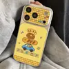 Capa de celular Carro Pão Urso adequada para Apple 17 Pro Max com janela grande, 16/15 cartoon, Huawei, Xiaomi 17