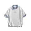 Ropa Masculina Acu Cuello Rayado Bloque de Color Manga Corta Hombre 2026 Verano Nuevo Talla Grande Holgada Tendencia Marca Camisa Polo para Hombre