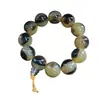 Venta Directa de Fábrica Pulsera de Cuentas Budistas de Cuerno Resina Imitación Cuerno Ámbar Rosario Budista Pulsera Estilo Chino Joyería Al por Mayor