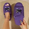 Chinelos Peludos para Mulheres, Sapatos de Algodão para Interior e Exterior de Inverno, Design Fofo de Gatinho, Chinelos de Pelúcia Quentes para Maternidade, Chinelos de Algodão com Solado Macio para Mulheres