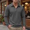 Ropa para Hombre de Punto de Manga Larga Casual al Aire Libre con Cuello Solapa y Media Cremallera, Estilo Europeo y Americano Transfronterizo, Nueva Colección Primavera y Otoño 2025
