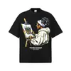 Camiseta de manga corta Stewell estilo americano con estampado callejero, cuello pequeño, manga media, algodón pesado, top de moda de comercio exterior transfronterizo