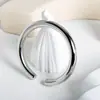 Pulseira Oca Cor de Aço 8mm Anel Circular Aberto de Metal Fivela Pendurada Colar de Anel de Aço DIY Tubo de Aço Estilo Punk Europa e América