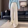Falda Larga de Punto Midi de Cintura Alta Otoño Invierno para Mujer Blanca de Línea A Plisada con Caída Adelgazante Versátil Elegante