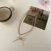Collar de Lazo Doble de Perlas para Mujer Nuevo Verano Cadena para Clavícula Superpuesta Diseño de Nicho Accesorios para Collares Venta al por Mayor