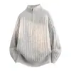 Invierno 2026 Nuevo Estilo Coreano Moda Media Cremallera Cuello Alto Casual Tejido Suéter para Hombre Talla Grande