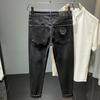 Jeans Micro-Harem Nuevos de Estilo Japonés para Hombre, Marca de Moda, Corte Slim, Skinny, Elásticos, Pantalones Largos Estampados de Lujo de Alta Gama para Hombre