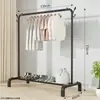 Varal de Roupas com Dupla Haste, Rack de Armazenamento de Chão, Cabideiro Doméstico, Varal de Roupas, Cabide Vertical Simples para Varanda