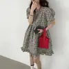 Estilo Ins Coreano Verano 2026 Nuevo Dulce Chica Floral Juvenil Manga Abullonada Adelgazante Vestido Ropa para Mujer