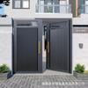 Puerta de patio de aluminio con veta de madera de estilo chino, puerta artística. Nueva puerta de patio eléctrica de aluminio de estilo chino, puerta de patio de villa.