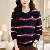 Nuevo Top de Punto a Rayas y Bloques de Color Holgado Talla Grande para Mujer, Nuevo Suéter Cárdigan Abrigo Adelgazante Otoño/Invierno 2026