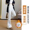 Pantalones microblancos grises para mujer primavera otoño e invierno forrados de polar 2024 nuevos pantalones casuales deportivos de cintura alta acampanados