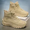 Zapatos de senderismo altos para hombre de otoño para exteriores, botas de trabajo antideslizantes de suela gruesa, botas Martin, zapatos todoterreno, zapatillas de trekking para hombre
