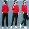 Conjunto deportivo casual bordado para mujer, moda primavera y otoño, sudadera de manga larga con letras + conjunto de dos piezas con pantalones jogger de bolsillo