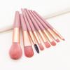Nuevo juego de 8 mini brochas de maquillaje de color rosa, mini brochas de viaje para sombras de ojos y polvos sueltos, herramientas de maquillaje de belleza