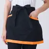 Garçom masculino e feminino avental preto curto hotel restaurante restaurante ocidental café cozinha meia cintura