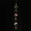 Atrapasol de Grava de Cristal Natural Color 6 Anillos Redondos Pequeños Campana de Viento Hecha a Mano Colgante Decorativo