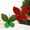 Decorações de Natal novas e populares: borboletas de tecido, flores artificiais de Natal e outros acessórios para criar uma atmosfera festiva de árvore de Natal