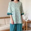 Família Algodão Seda 2026 Novo Estilo Chinês Estilo Nacional Conjunto de Pijama de Algodão Seda para Mulheres Primavera e Outono com Botões de Sapo Pode Ser Usado ao Ar Livre Casual Roupa de Casa