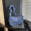 Bolsa Pequena Feminina de Axila 2025 Novo Estilo Japonês Doce Plissada com Cordão Bolsa de Mão Bolsa de Ombro Casual Pequena Bolsa Quadrada