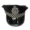 Venta al por mayor de fábrica Sombrero Octagonal a Cuadros Blanco y Negro para Adultos Accesorios Divertidos para Fiestas Navideñas Uniformes Sombrero de Policía Europeo y Americano
