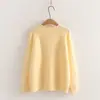 26052 Suéter jacquard simples estilo faculdade japonês com trevo de quatro folhas para mulheres, malha de puxar para outono e inverno