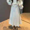 Falda de Punto con Cintura Elástica para Mujer, Nuevo Estilo Otoño e Invierno, Suave y Versátil, Elegante Falda Larga Plisada