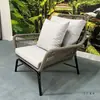 Conjunto de Mesa de Centro e Cadeiras de Rattan para Exterior Três Peças Pátio Jardim Ar Livre Varanda Lazer Corda Cadeira Sofá Individual