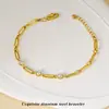 Pulsera de Moda para el Día a Día con Diseño de Nicho, Minimalista y Versátil, Pulsera de Acero de Titanio con Circonitas Estilo Clip de Papel, Pulsera de Estilo Creativo