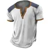 2026 Verão Transfronteiriço Novo Camiseta Masculina com Estampa Digital 3D de Sete Botões Moda Tendência Retrô
