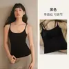 Camisole fina de veludo escovado para outono com bojos embutidos, corte justo, franzidos que escondem os seios laterais, confortável e amigável à pele, adequada para usar como peça externa ou como base.