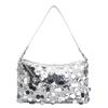 Bolsa Meia-Lua de Paetês Transfronteiriça Elegante 2025 Nova Moda Estilo Verão Grande Capacidade Corrente Ombro Axila Pequena Bolsa Quadrada