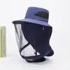 Chapéu de Pescador Masculino Verão Anti-UV Viagem ao Ar Livre Chapéu de Sol Chapéu de Sol com Proteção Facial para Pesca Chapéu de Sol de Aba Larga