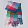 Novo Cachecol Xadrez Arco-Íris Outono e Inverno Moda Fio Loop Engrossado Quente Xadrez Franja Longo Estilo Casal