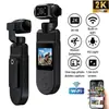 Câmera de ação portátil transfronteiriça com gimbal externo de mão, rotativa, adequada para vlog, pequena câmera WiFi, gravador de vídeo de bolso