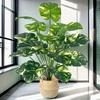Combinação Simulada de Plantas Verdes, Rabanete Verde Manchado, Folhas em Forma de Coração Vermelho, Vasos Grandes Estilo Escandinavo, Decoração de Casa, Fornecimento Transfronteiriço