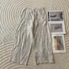 Pantalones casuales de lino blanco para mujer, estilo fino de verano, nuevo modelo 2026, de cintura alta, fluidos, resistentes a las arrugas, de algodón y lino, pantalones cropped de pierna ancha