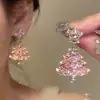 Pendientes de Árbol de Navidad Rosas, Diseño de Nicho Femenino, Pendientes Nuevos de Otoño e Invierno, Lujo Accesible, Pendientes de Moda y de Gama Alta