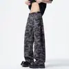 Jeans de trabajo camuflaje estilo americano de moda para otoño para hombre, versátiles, holgados, modernos, de calle, geniales, pantalones de pierna recta y pierna ancha