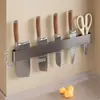 Estante Lateral de Acero al Carbono Soporte para Cuchillos de Cocina Estante de Almacenamiento Bloque de Cuchillos Montado en Pared Estante de Almacenamiento Montado en Pared Cesta de Almacenamiento Soporte para Cuchillos