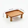 Bandeja de Armazenamento Estilo Creme, Suporte para Plantas Verde, Rack de Armazenamento para Lanches, Organizador de Mesa em PP com Efeito Madeira, Rack de Exibição para Cosméticos